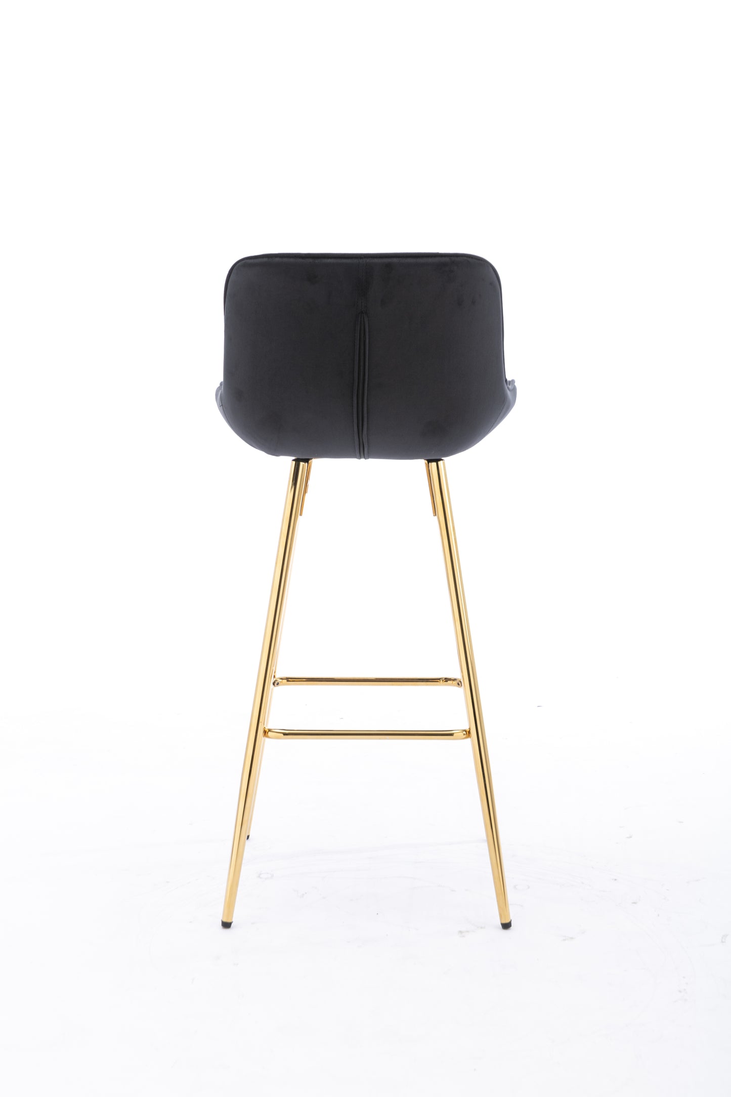 26 Inch Vista Bar Stools with Chrome Footrest  Velvet Fabric  Golden Leg - Black  Set of 2