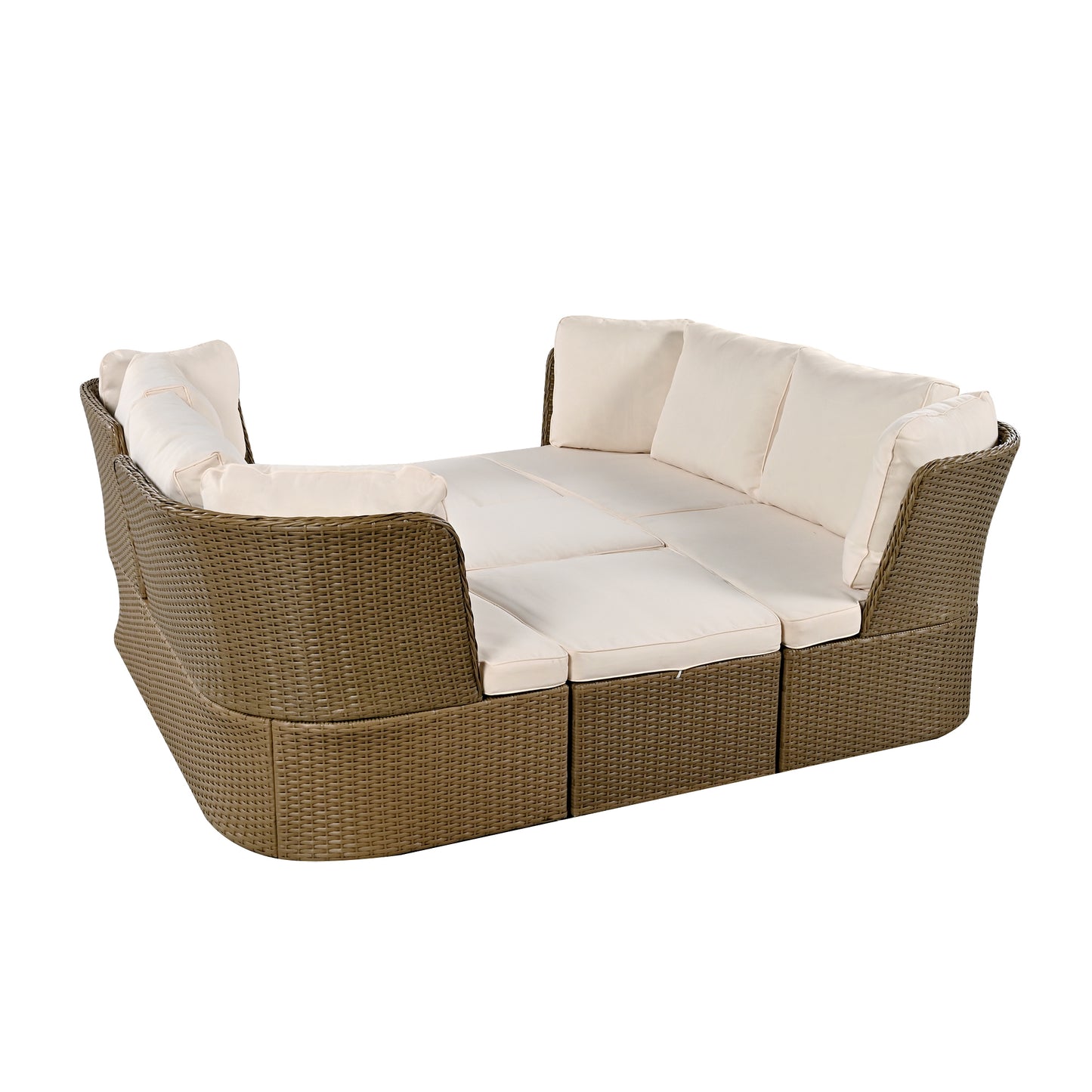 Ranae Customizable Outdoor Patio Wicker Sofa Set - Beige