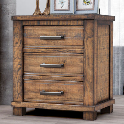 Naya Rustic Solid Wood Framhouse Nightstand  - Natural