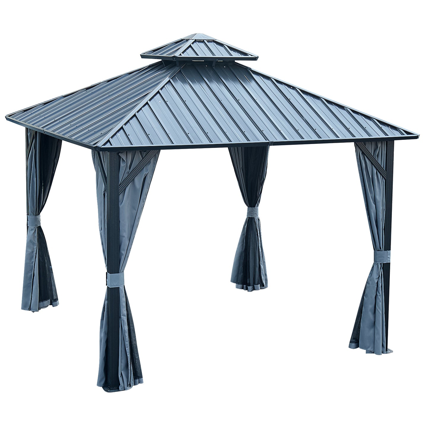 Afix 10 X 10 ft Permanent Hardtop Gazebo Canopy - Gray