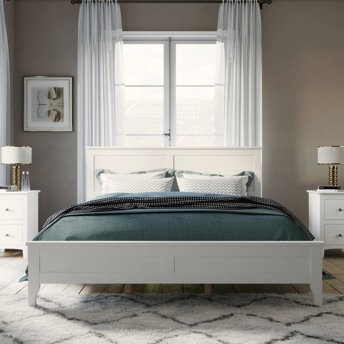 Miller Queen Size Platform Bed Frame - White