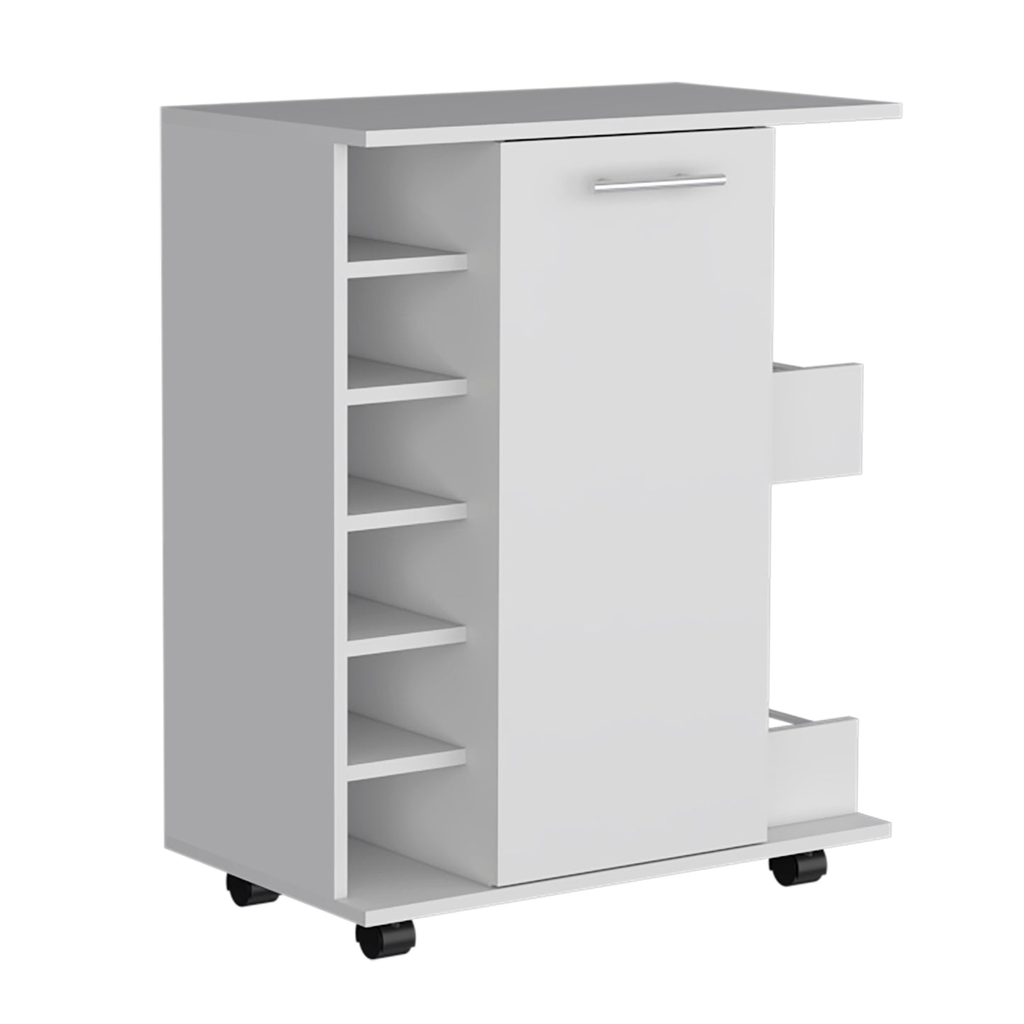 Finn Bar Cabinet With Wheels - White