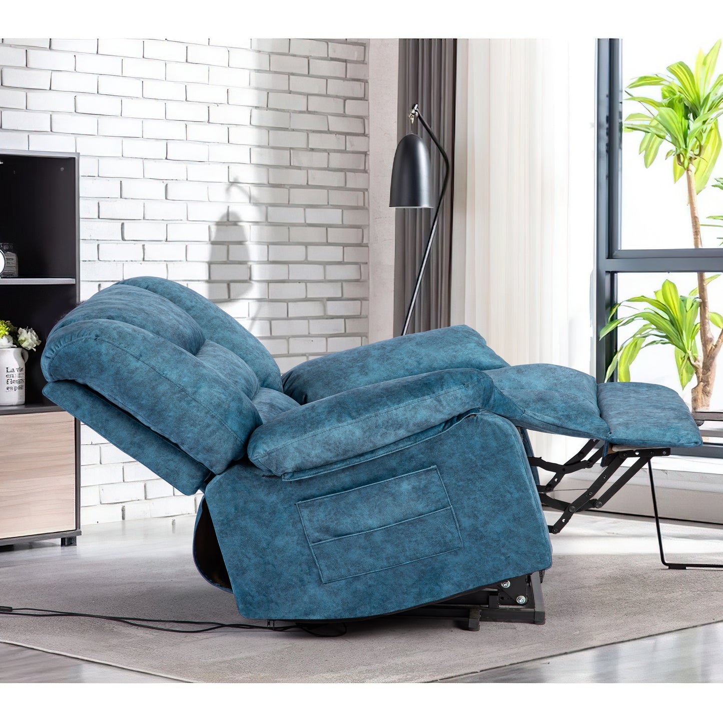 Azure Oversized Recliner Sofa with Massage and Heating - Blue