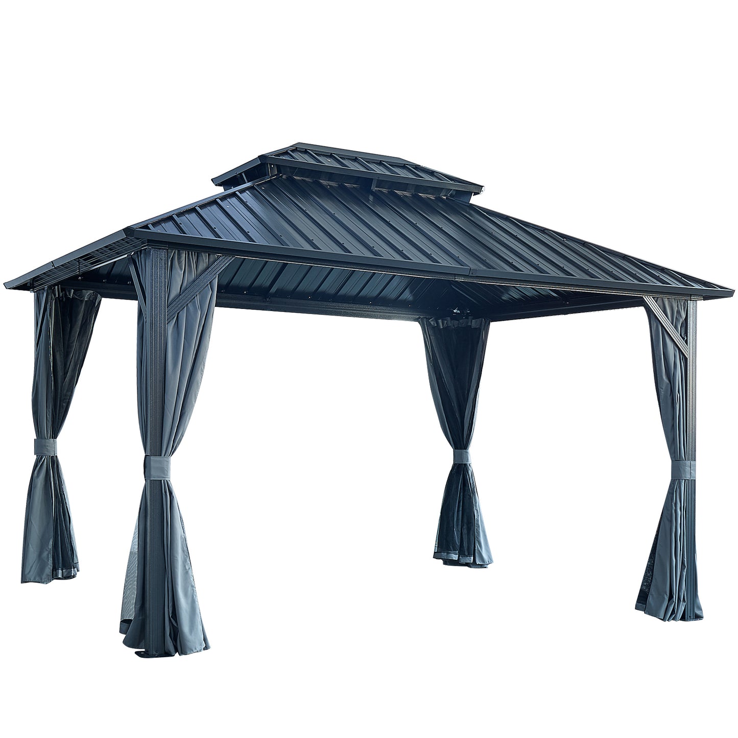 Afix 10 X 12 ft  Permanent Hardtop Gazebo Canopy - Black