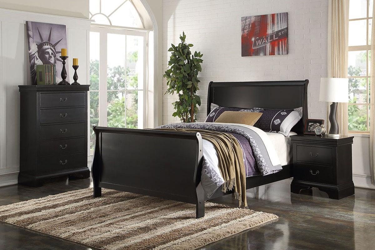 Randa Pine wood Nightstand - Black