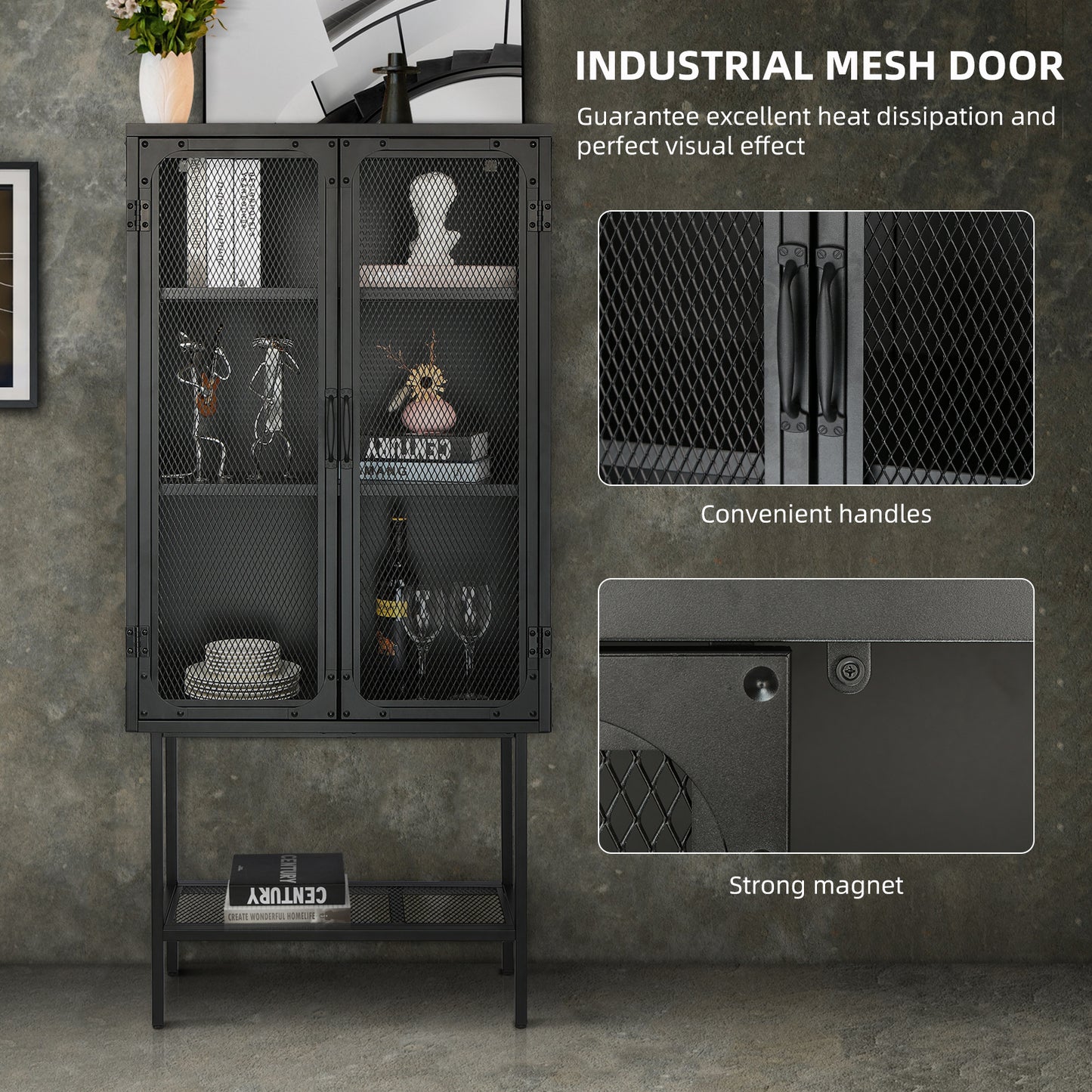 Laso II Mesh Door Cabinet - Black