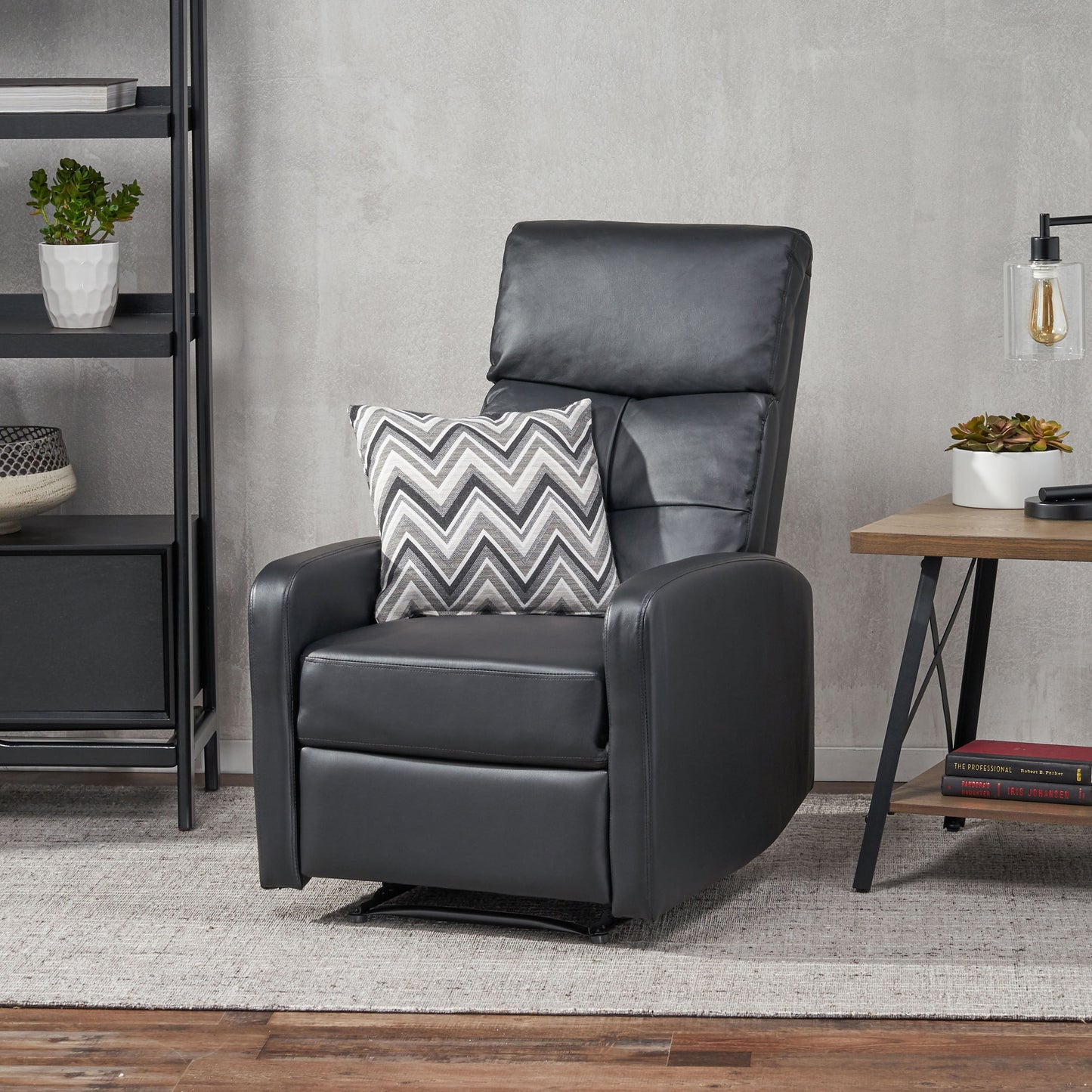 Henson Faux Leather Recliner Chair - Black