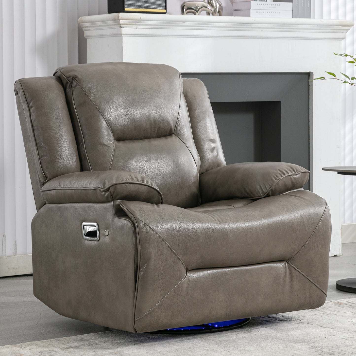 Meyer 360° Swivel and Rocking Manual Recliner Chair with a LED - Gray