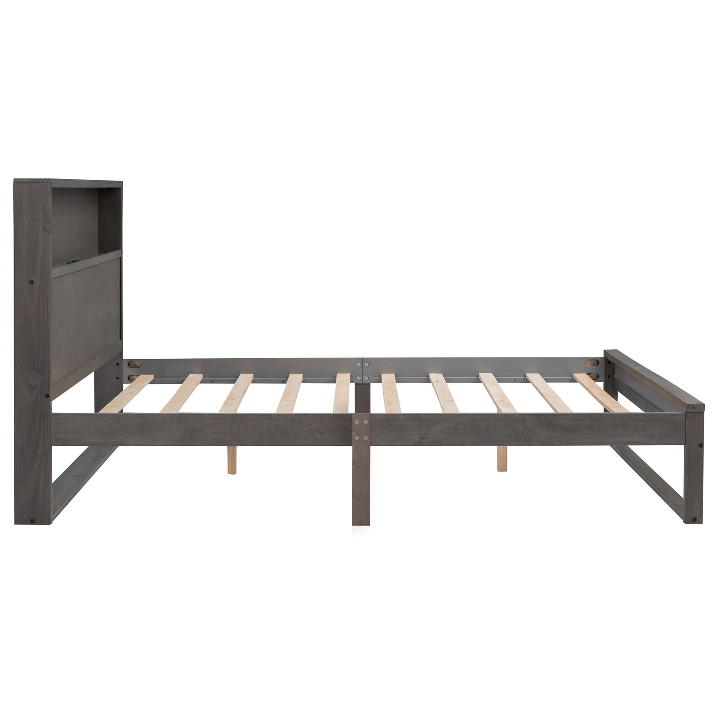 Mora Queen Size Platform Bed Frame with Storage - Gray