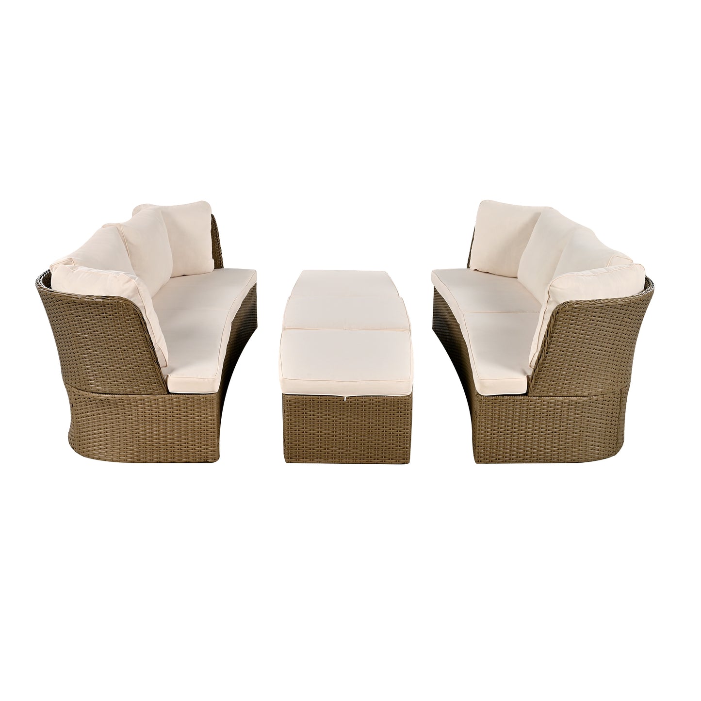 Ranae Customizable Outdoor Patio Wicker Sofa Set - Beige