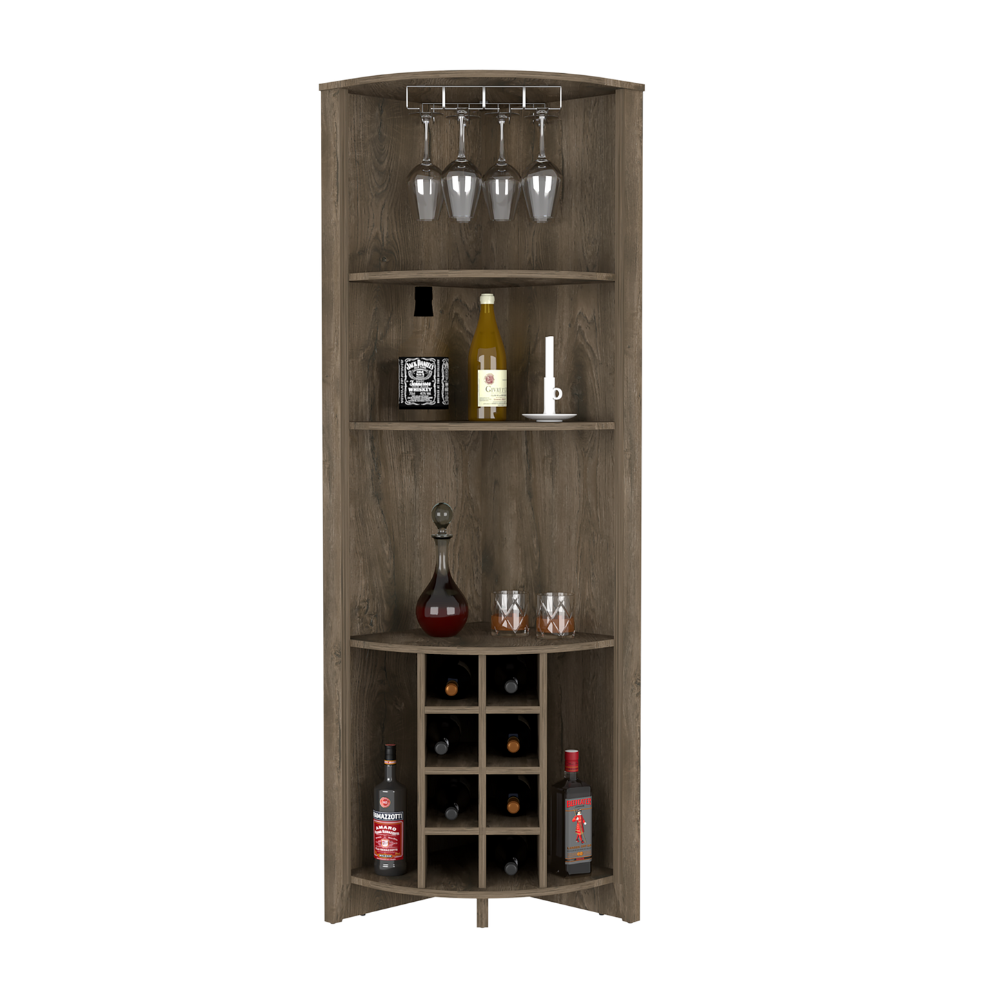 Castle Corner Bar Cabinet - Dark Brown