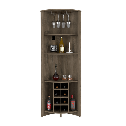 Castle Corner Bar Cabinet - Dark Brown