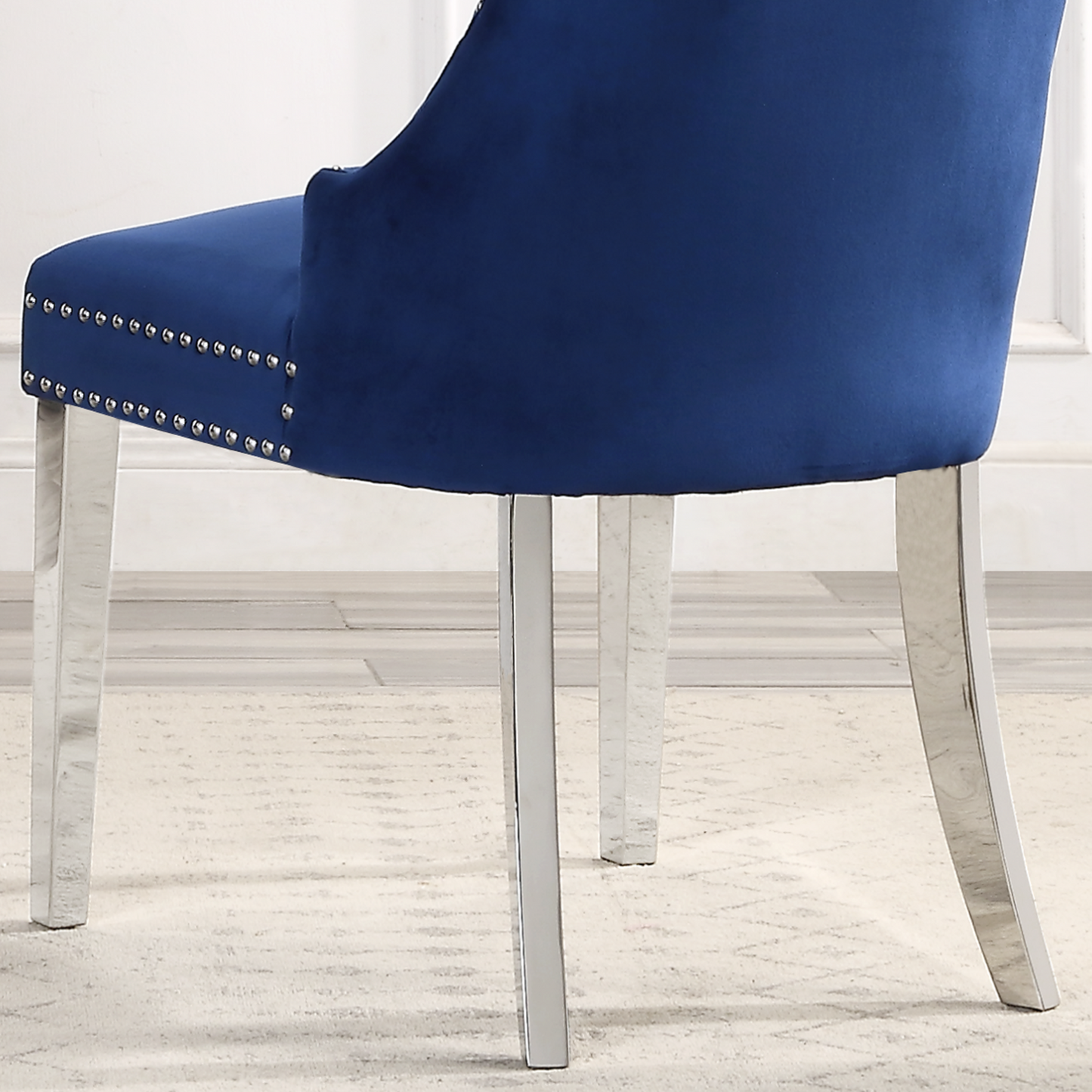 Mistie Velvet Dining Chairs w Metal Leg (Set of 2) - Blue