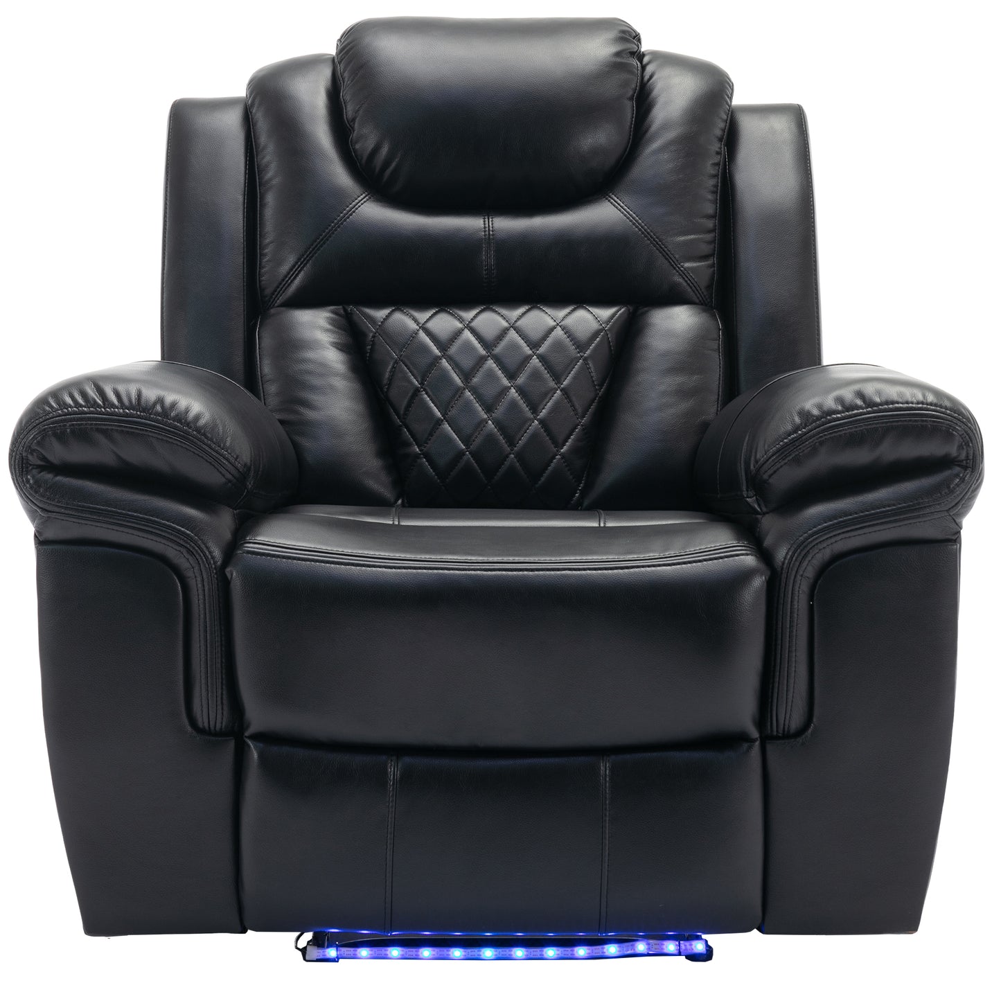 Milo Manual Recliner Chair with LED Light Strip - Black