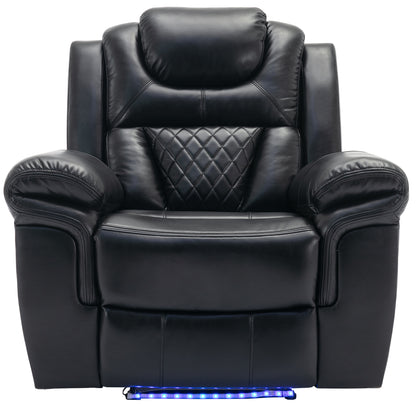 Milo Manual Recliner Chair with LED Light Strip - Black