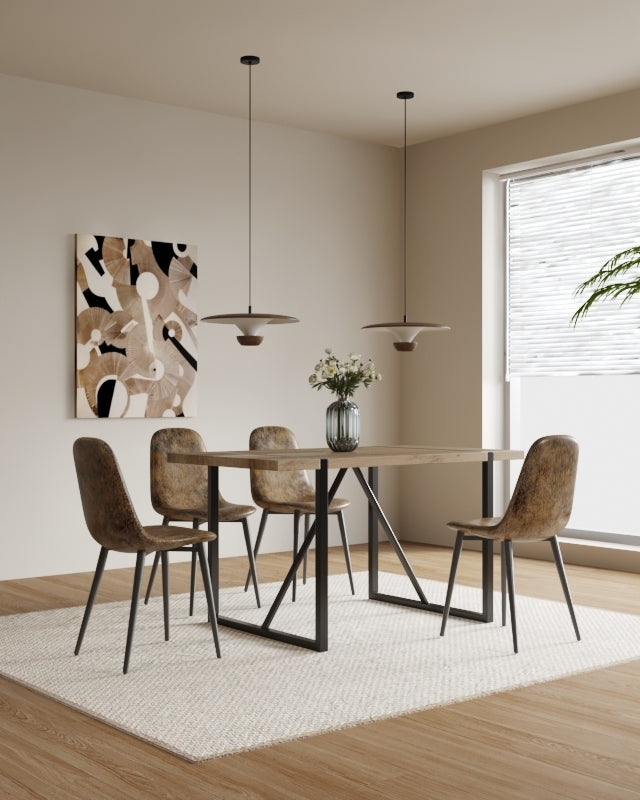 Ona II Suedette Dining Chairs with Black Metal Leg (Set of 2) - Brown