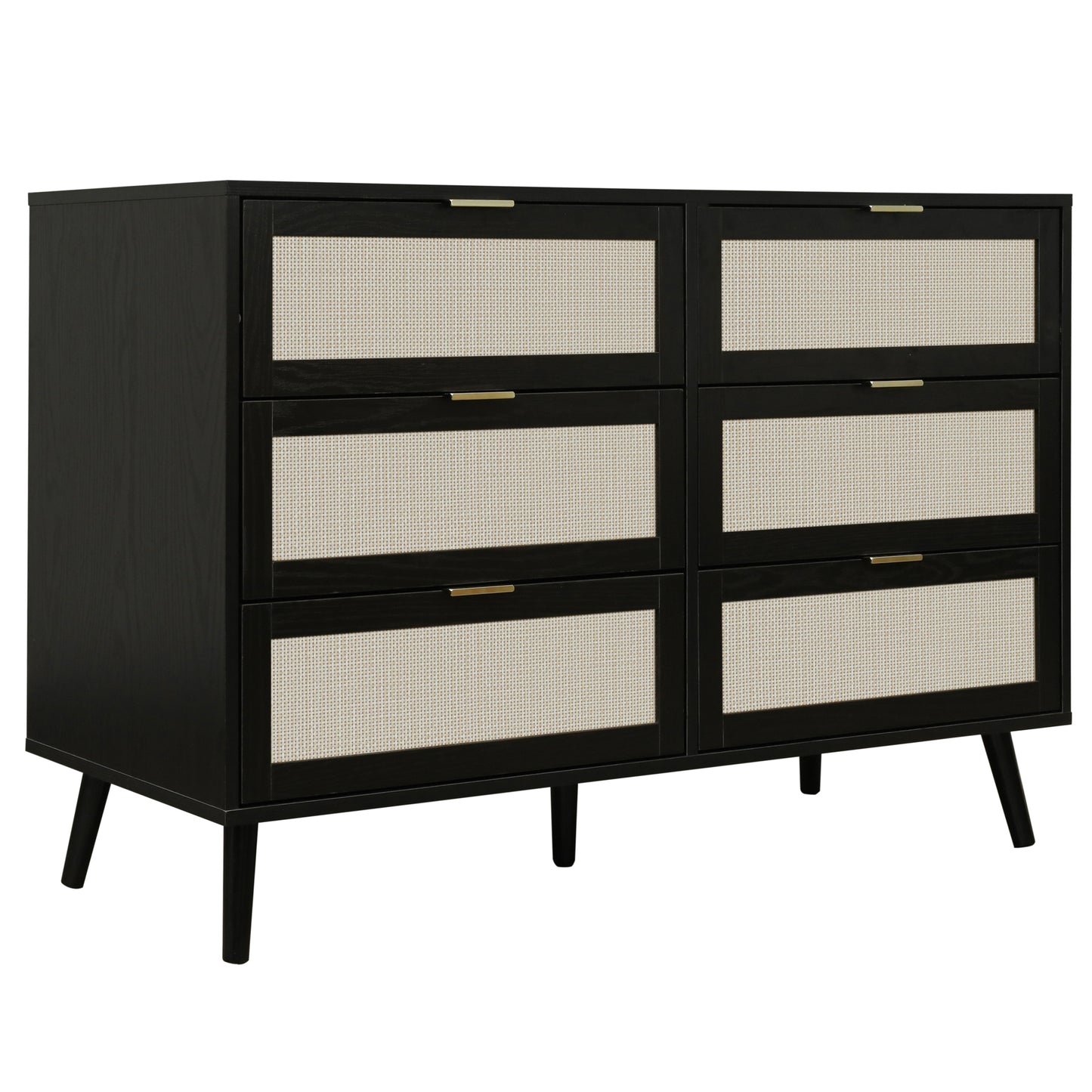 Noi 6 Drawer Dresser Wood Cabinet - Black