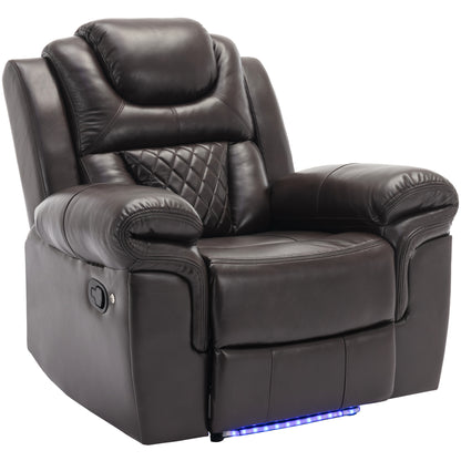 Milo Manual Recliner Chair with LED Light Strip - Brown