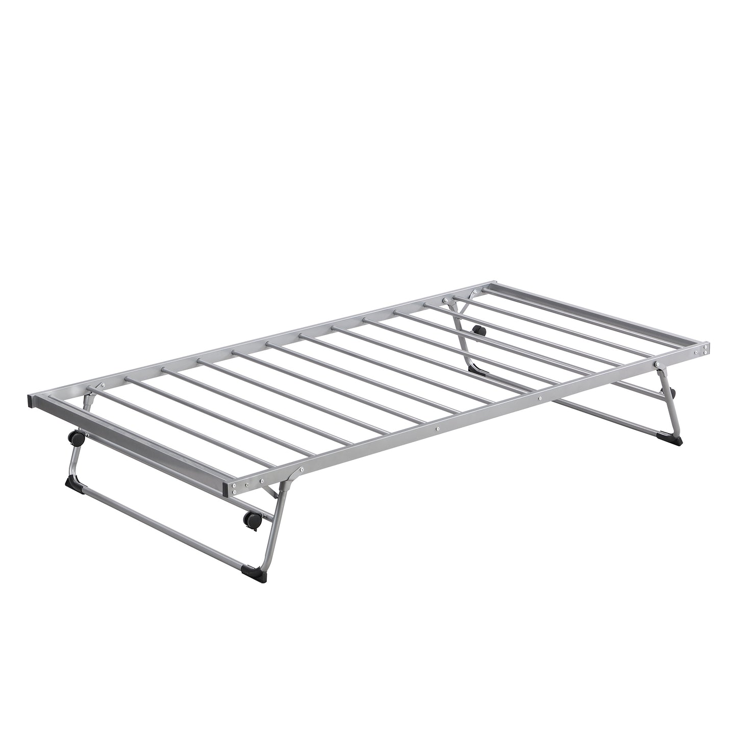 Wago Twin Size Metal Daybed with Adjustable Trundle - Silver