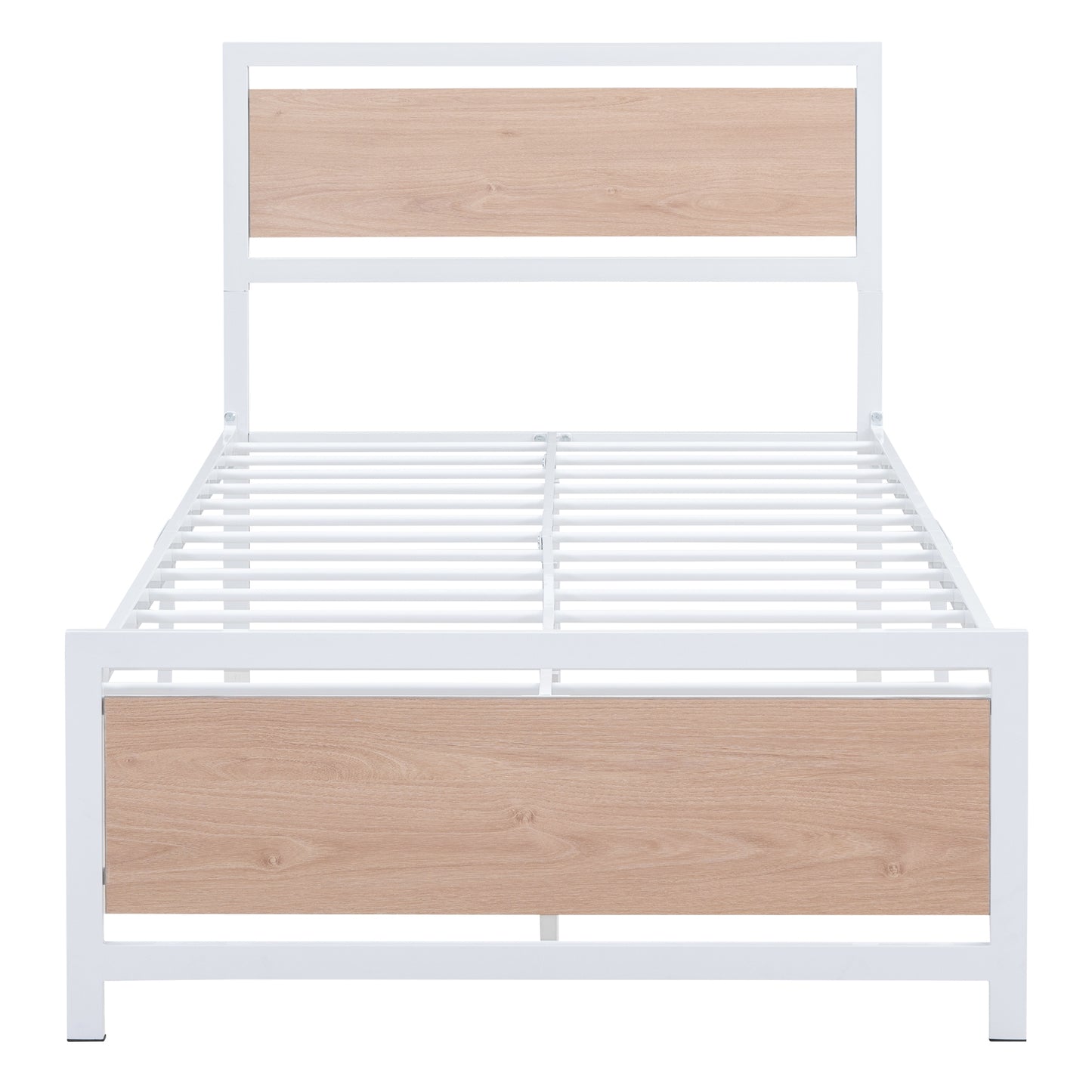 Quasar Twin Size Metal and Wood Platform Bed - White