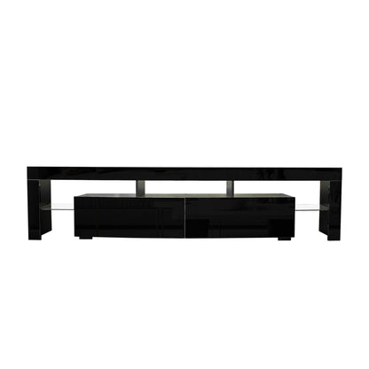 Nate Gloss TV Stand with LED Lights for 80 inch TV - Black