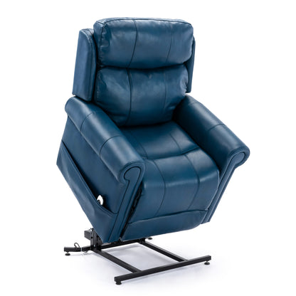 Lowell Leather Gel Lift Chair with Massage - Navy Blue