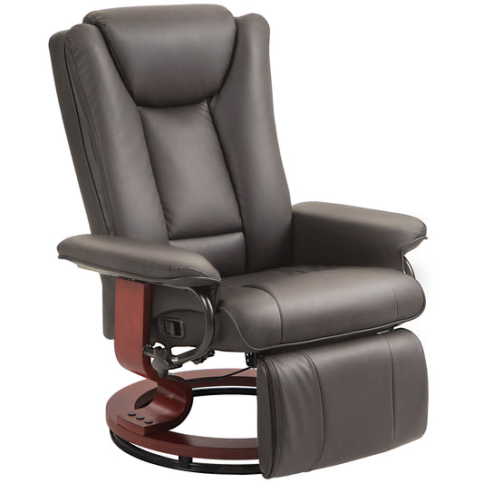 Bruno Manual Swivel Recliner Chair with Footrest - Brown