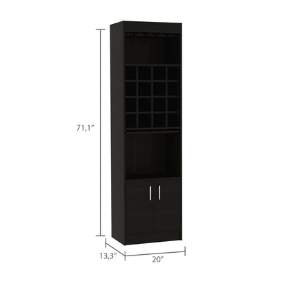 Wolcott 16-Bottle 1-Shelf Bar Cabinet - Black