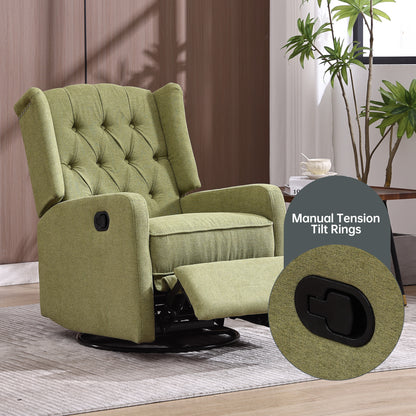 Davina Swivel Rocking Recliner Chair - Olive Green