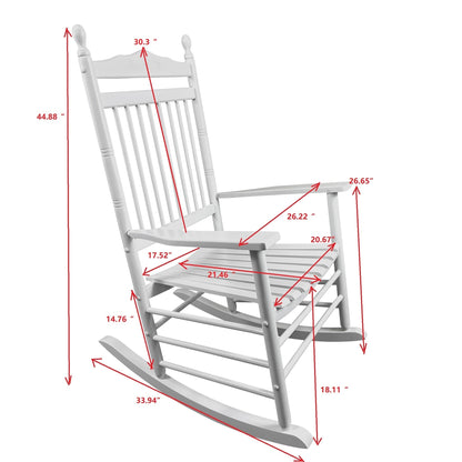 Lupe III Wooden Porch Rocker Chair - White