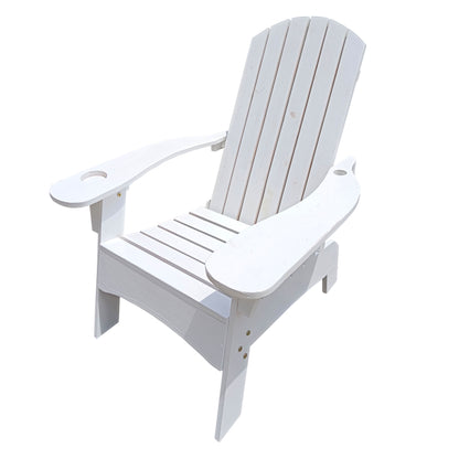 Surno Outdoor Wood Adirondack Chair with Umbrellaan hole - White