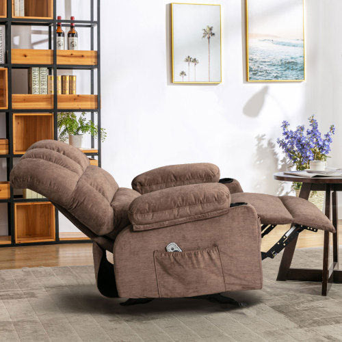 Ramos Recliner Chair Massage Heating sofa with USB - Brown