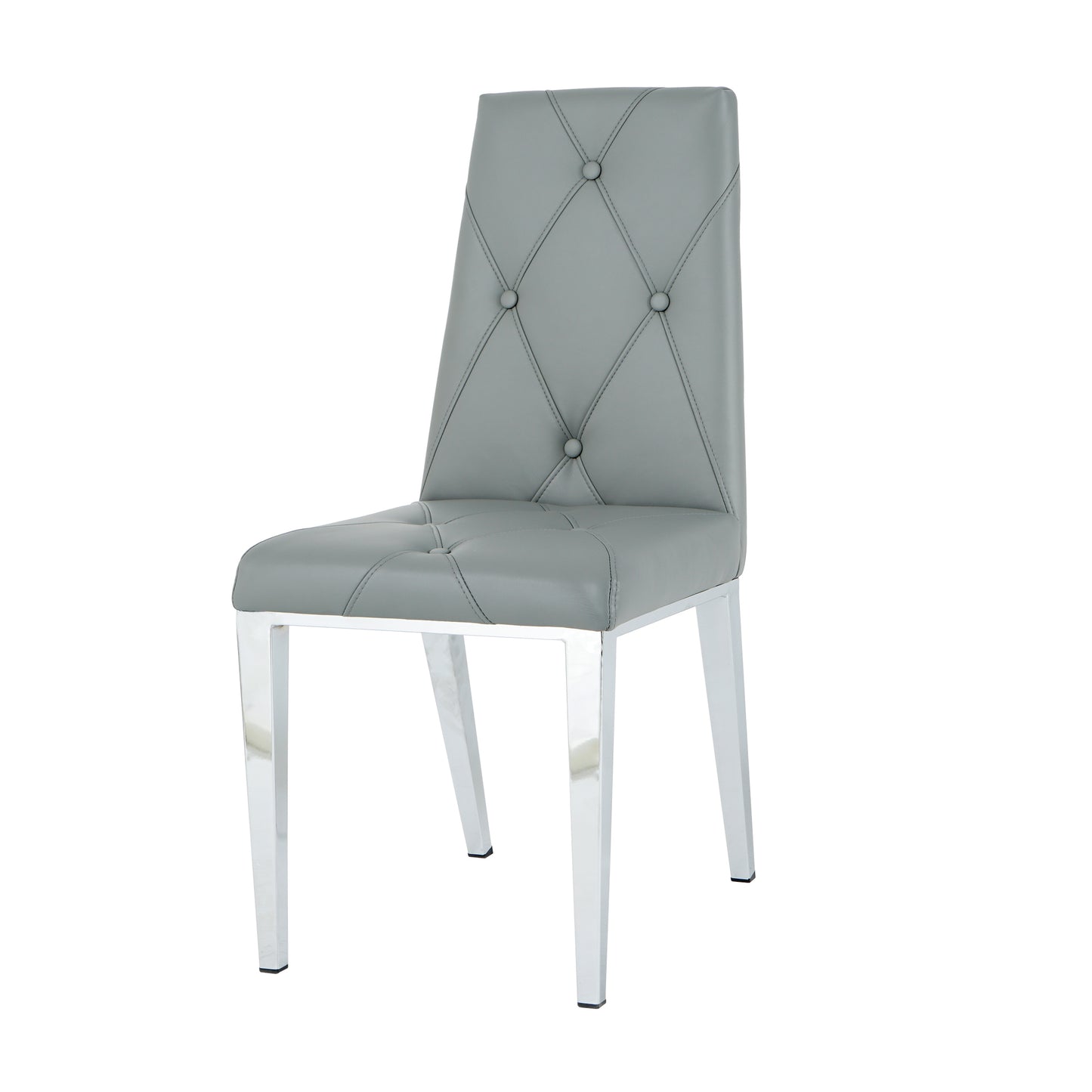 Valerio Pu Dining Chairs with Chrome Leg (Set of 2) - Gray