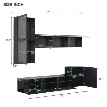 Sata TV Stand with Wall Mounted Floating Storage - Black