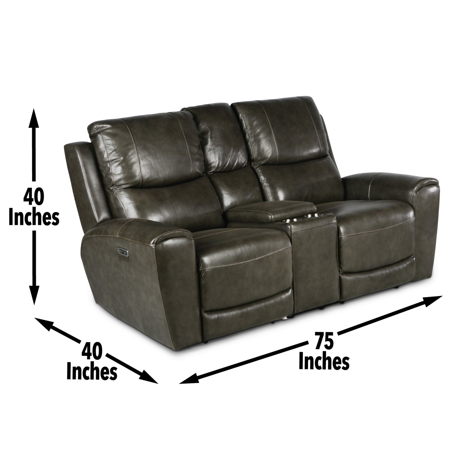 Ray Leather Power Reclining Loveseat with Console