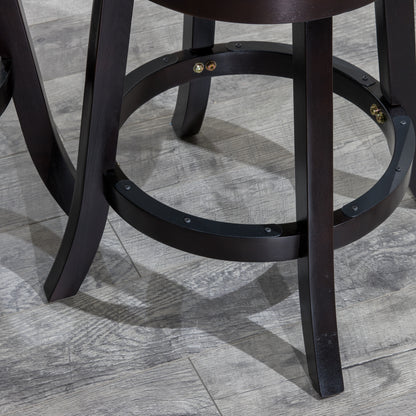 Counter Height Slat Back Swivel Stool, Espresso Finish, Charcoal Fabric Seat