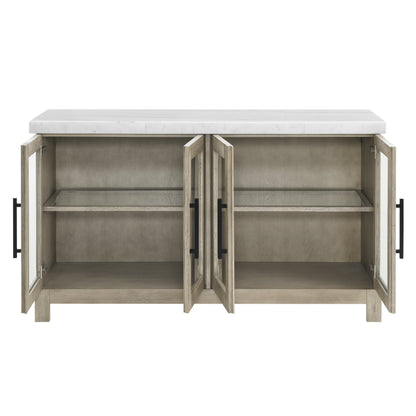 Csrena Lighted White Marble Sideboard