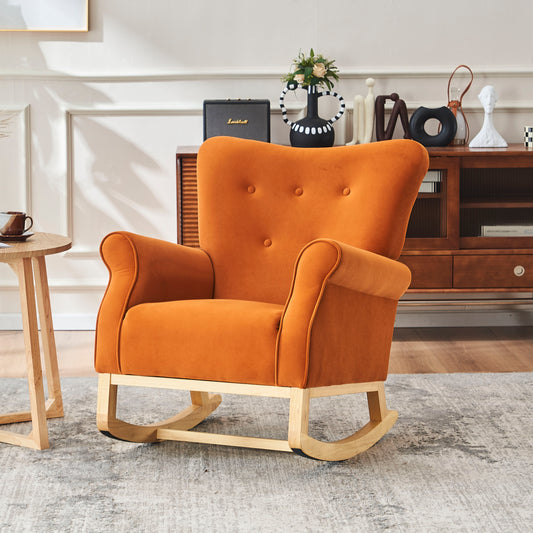 Jarvis Velvet Rocking Chair - Orange