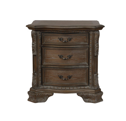 Elysium Solid Wood Traditional Nightstand End Table - Gray