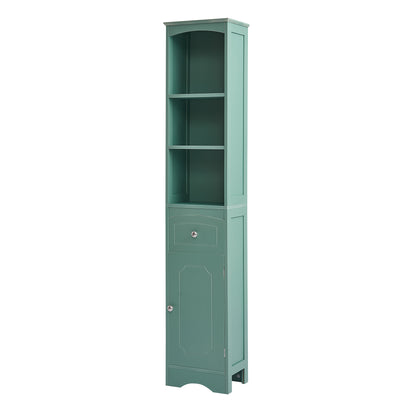 Tower Bathroom Cabinet with Drawer - Green