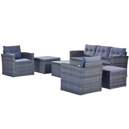 Prado 6 Pc PE Rattan Outdoor Patio Furniture Set - Gray