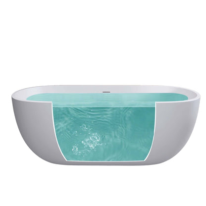 Hana 65" Oval Shape  Acrylic Freestanding  Soaking Bathtub - Matte White