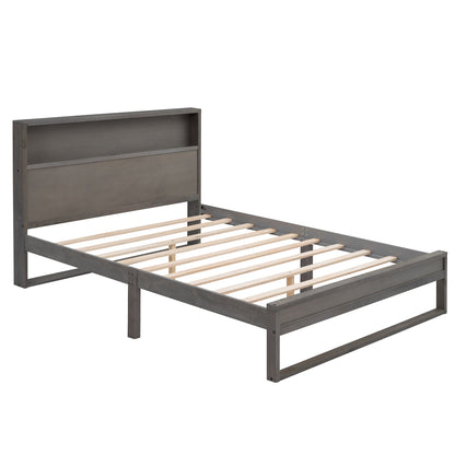 Mora Queen Size Platform Bed Frame with Storage - Gray