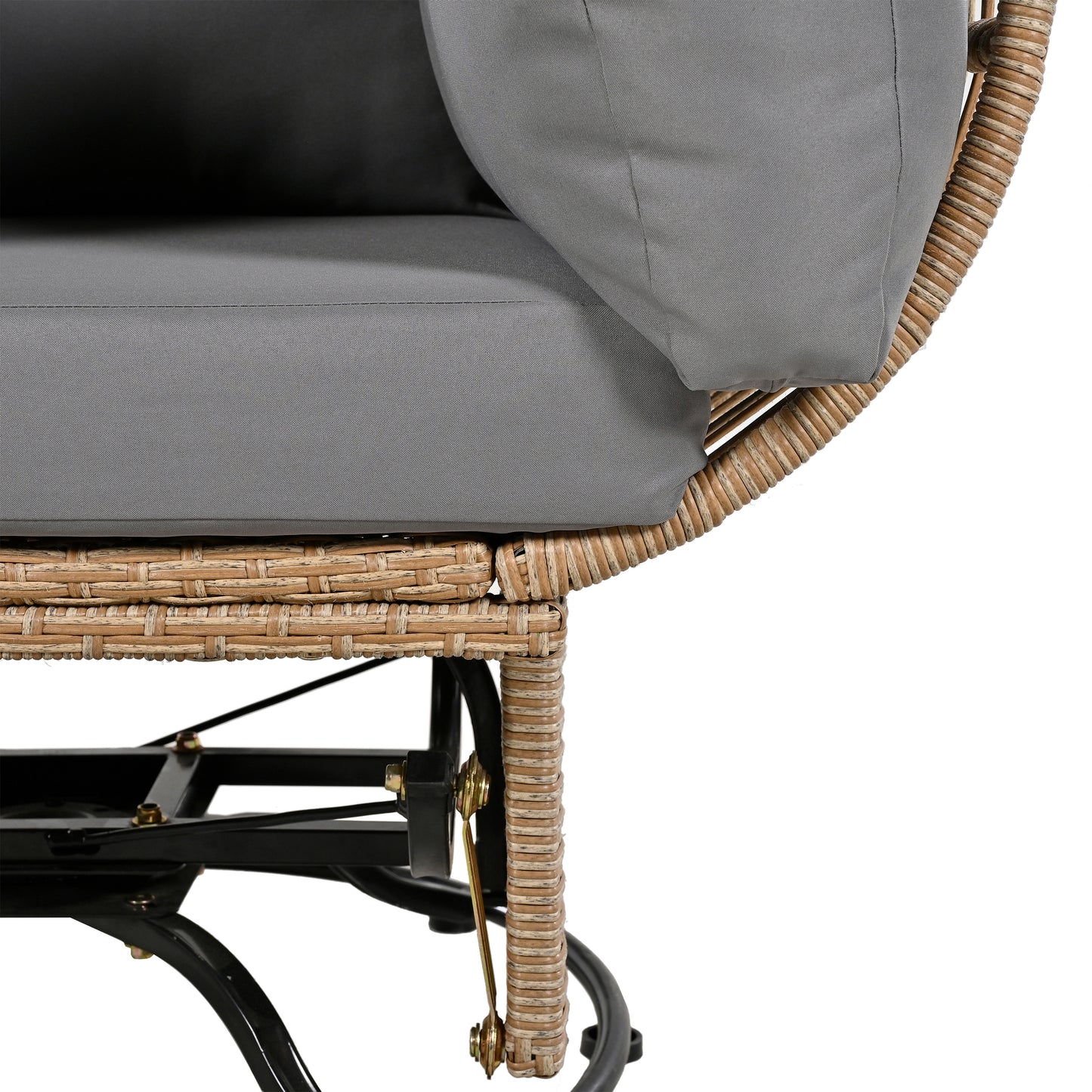 Bell Outdoor Swivel Chair with Cushion (Natural Wicker + Gray Cushion)