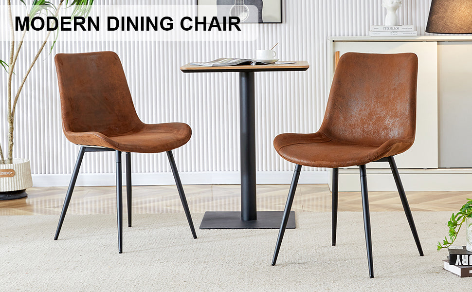 Pax Dining Suede Chairs with Black Metal Leg (Set of 4) - Brown