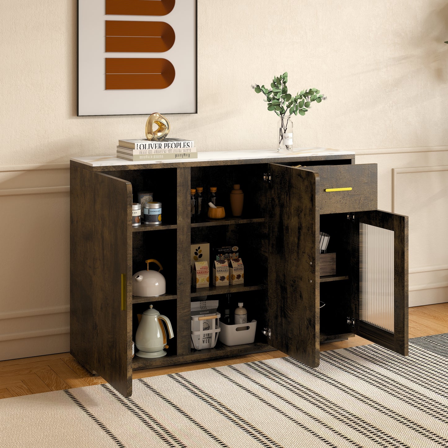 Vero Wood Accent Buffet Cabine - Brown