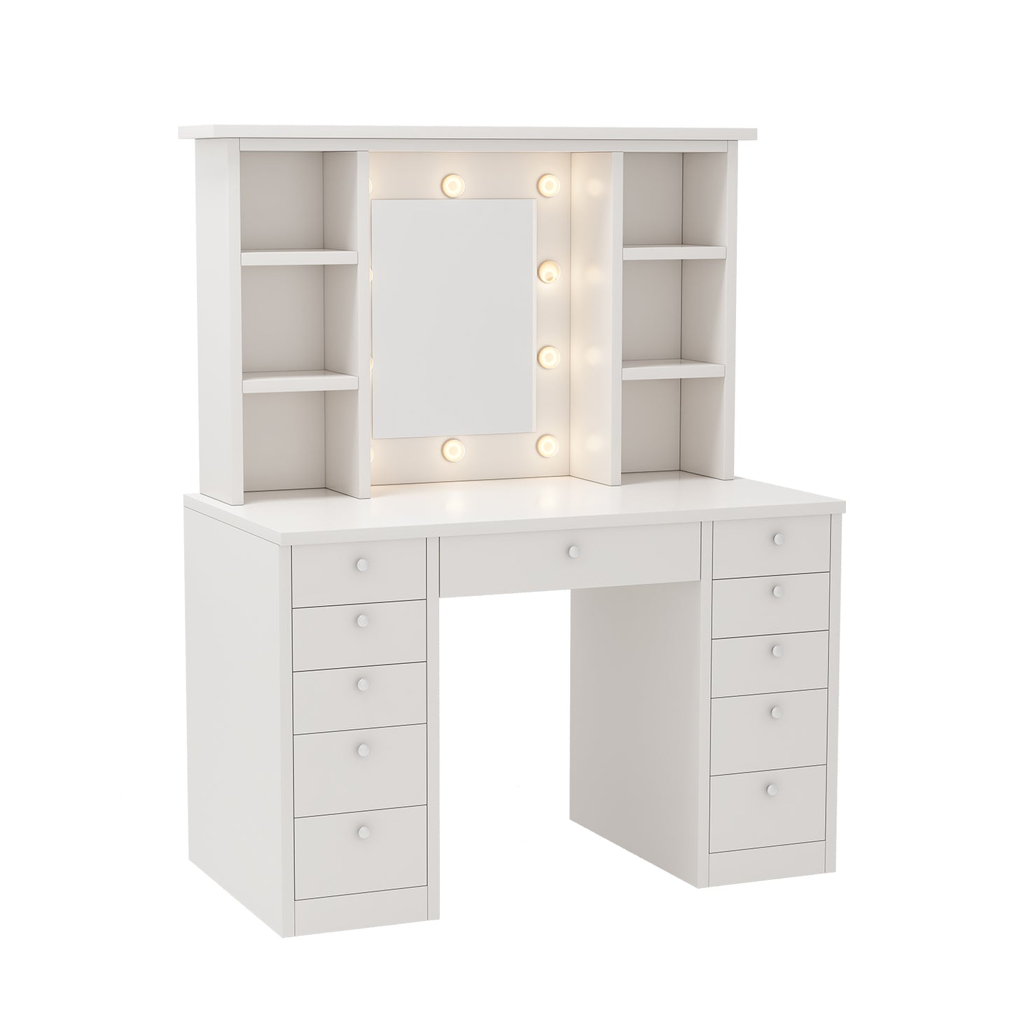 Marley Makeup Vanity Table With Mirror and 3 Colour Lighting  - White