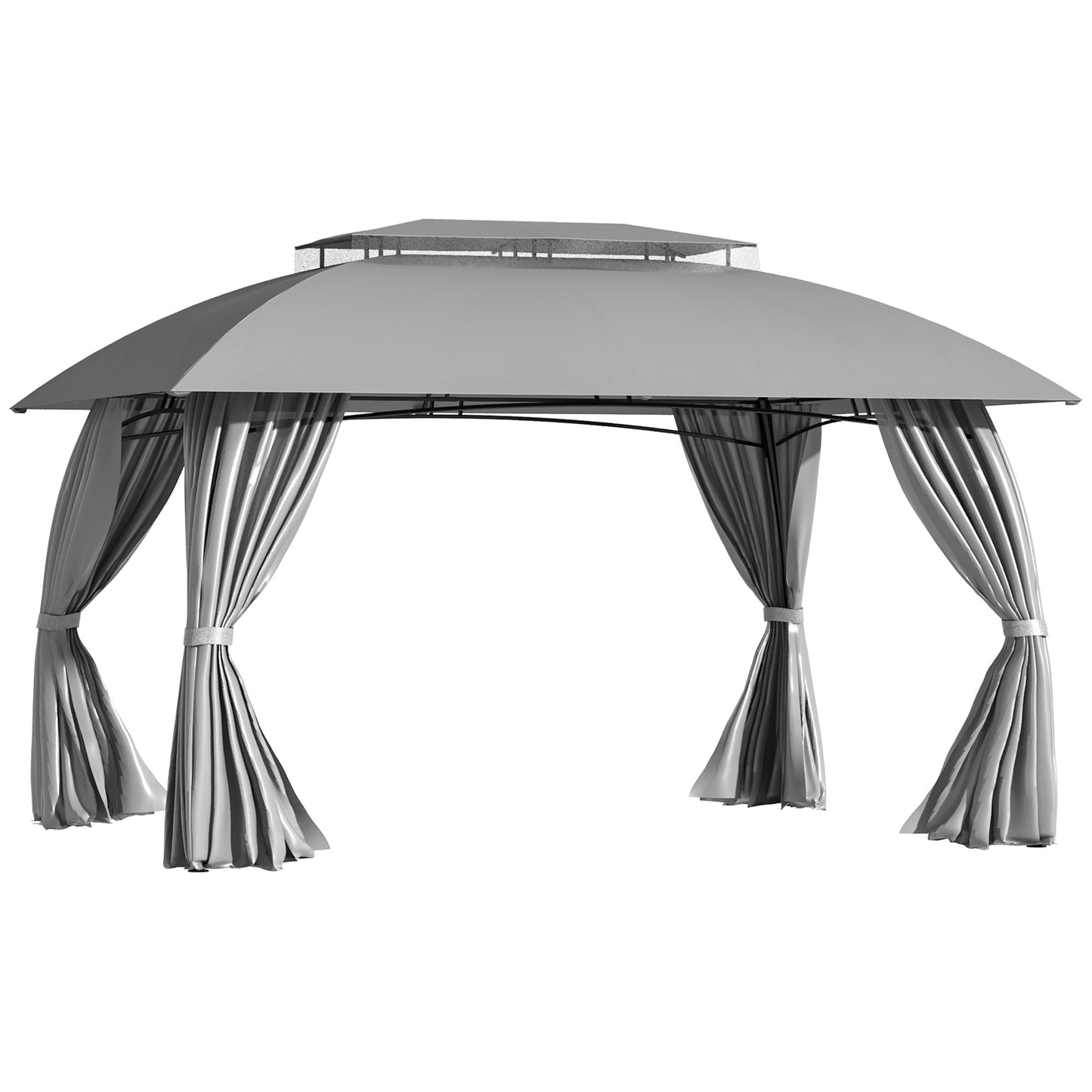 Frazer 10 x 13 ft Double Vented Roof Patio Gazebo - Gray