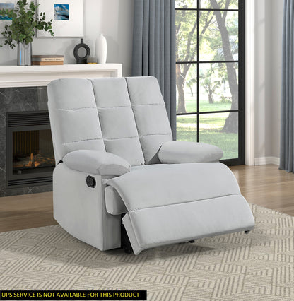 Ora Velvet Upholstery Square Tufted Recliner - Light Gray