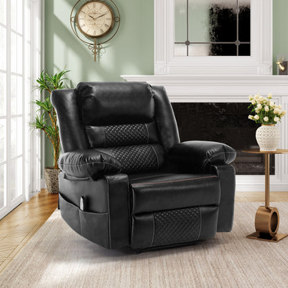 Newman Breathable Leather Massage Recliner Chair - Black